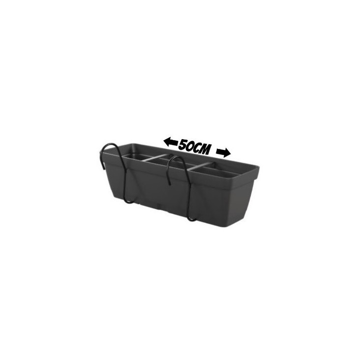 MACETA COLGANTE RECTANGULAR 50CM ANTRACITA FLYCURVED ARTPLAST