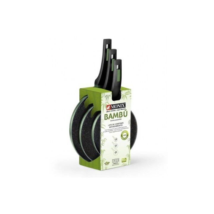 SET 3 SARTENES BAMBU ANTIADHERENTE 18 22 26 MONIX