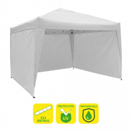 CARPA PLEGABLE ACERO 3X3 METROS BLANCA + 3 PAREDES PARA CARPA PLEGABLE
