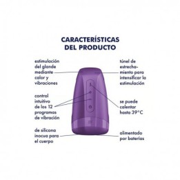 MASTURBADOR MASCULINO MEN HEAT VIBRATION DARK BERRY SATISFYER