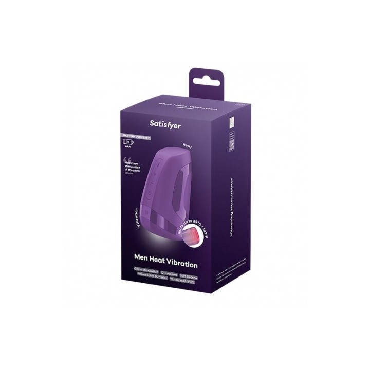 MASTURBADOR MASCULINO MEN HEAT VIBRATION DARK BERRY SATISFYER