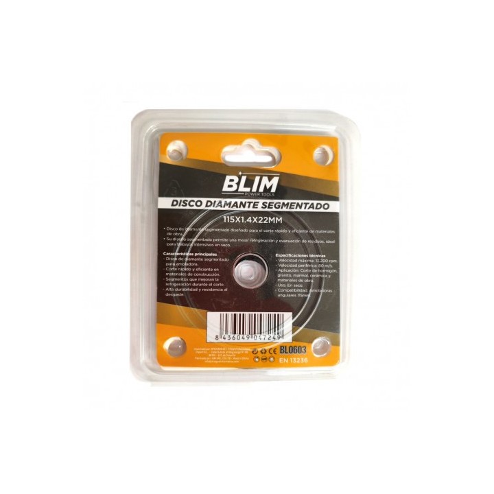 DISCO DIAMANTE SEGMENTADO 115X1.4X22MM BLIM