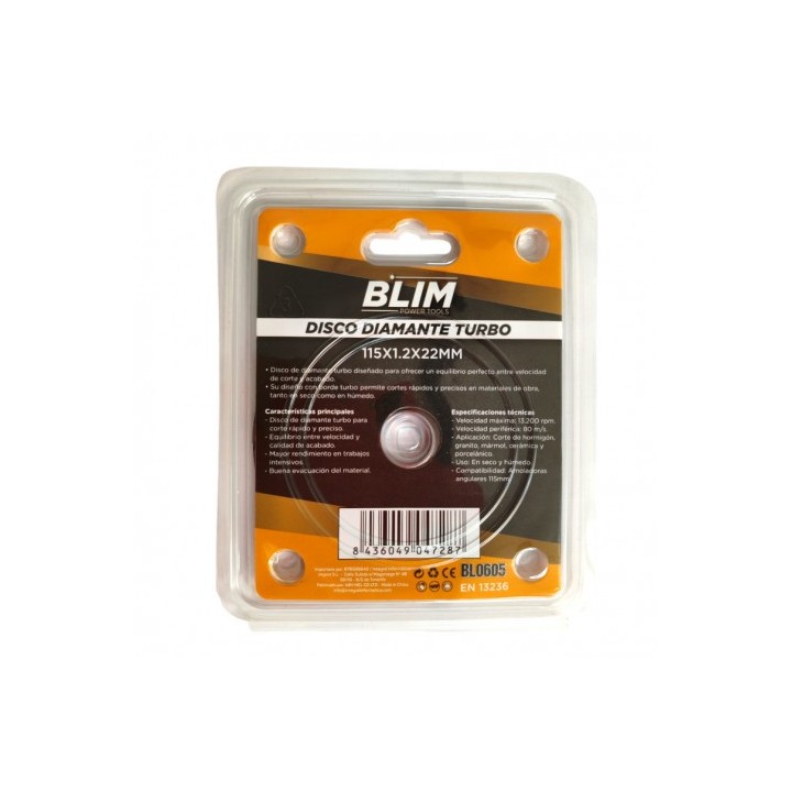 DISCO DIAMANTE TURBO 115X1.2X22MM BLIM