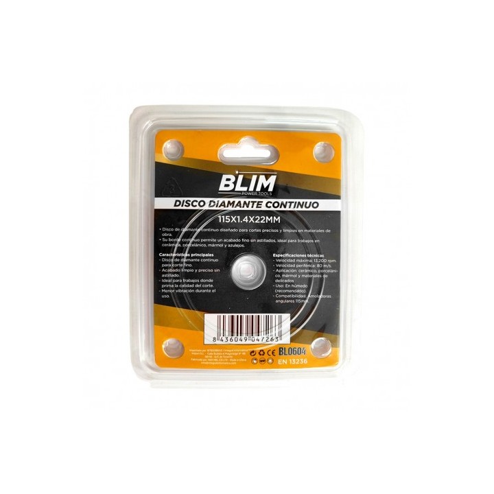 DISCO DIAMANTE CONTINUO 115X1.4X22MM BLIM