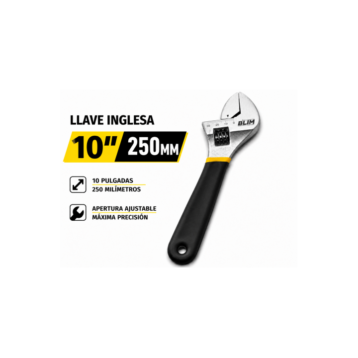 LLAVE INGLESA 10" 250MM CON MANGO RECUBIERTO BLIM