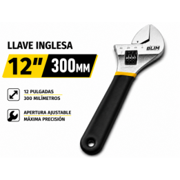 LLAVE INGLESA 12" 300MM CON MANGO RECUBIERTO BLIM