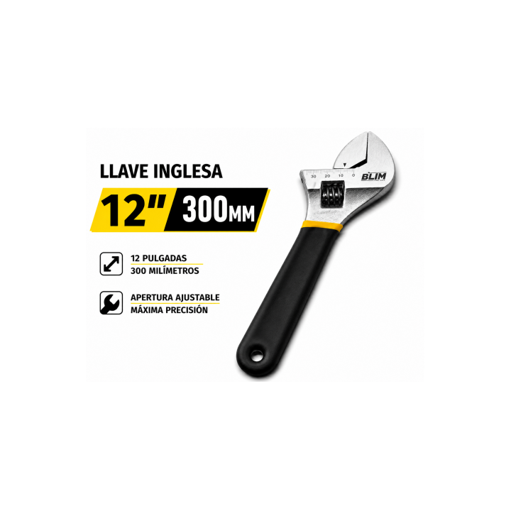 LLAVE INGLESA 12" 300MM CON MANGO RECUBIERTO BLIM