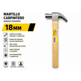 MARTILLO CARPINTERO 18MM MANGO MADERA BLIM