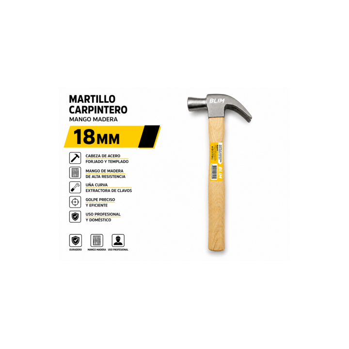 MARTILLO CARPINTERO 18MM MANGO MADERA BLIM