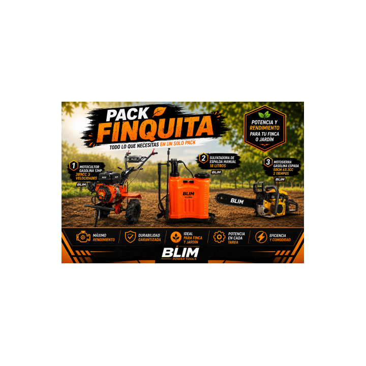 PACK FINCA MOTOCULTOR + MOTOSIERRA + SULFATADORA BLIM