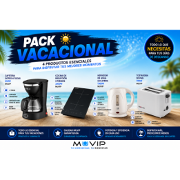 PACK VACACIONAL COCINA INDUCCION + CAFETERA + HERVIDOR + TOSTADORA MUVIP
