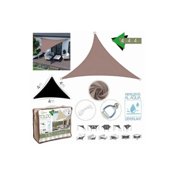 TOLDO TRIANGULAR 4X4X4 METROS TOPO CON BOSLA