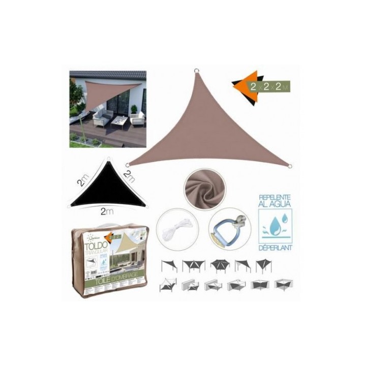 TOLDO TRIANGULAR 2X2X2 METROS TOPO CON BOSLA
