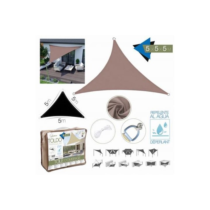 TOLDO TRIANGULAR 5X5X5 METROS TOPO CON BOSLA