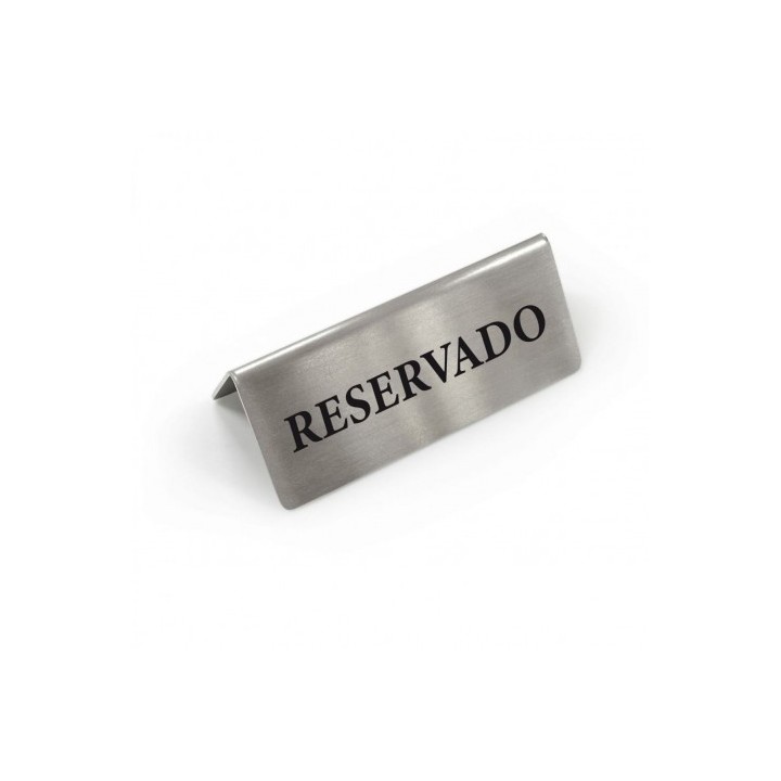 CARTEL TRIANGULAR ACERO MESA RESERVADO MY BAR