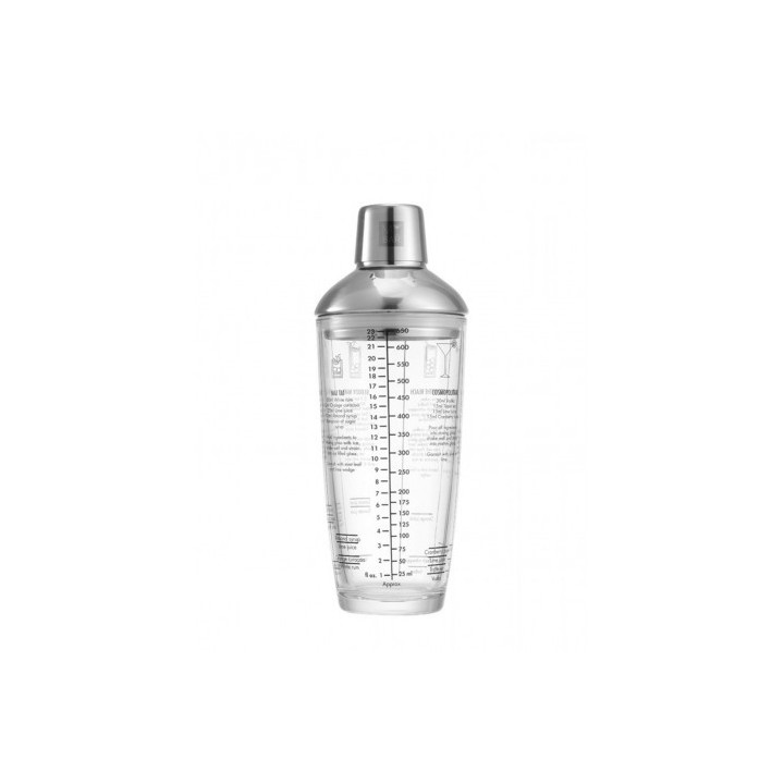 COCTELERA VIDRIO 650ML CON TAPA DE ACERO MY BAR