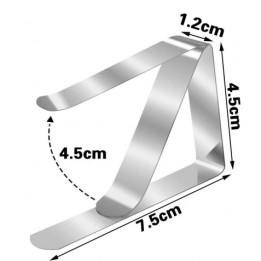 PACK 4 PINZAS SUJETAMANTELES ACERO 7.5X1.2X4.5CM