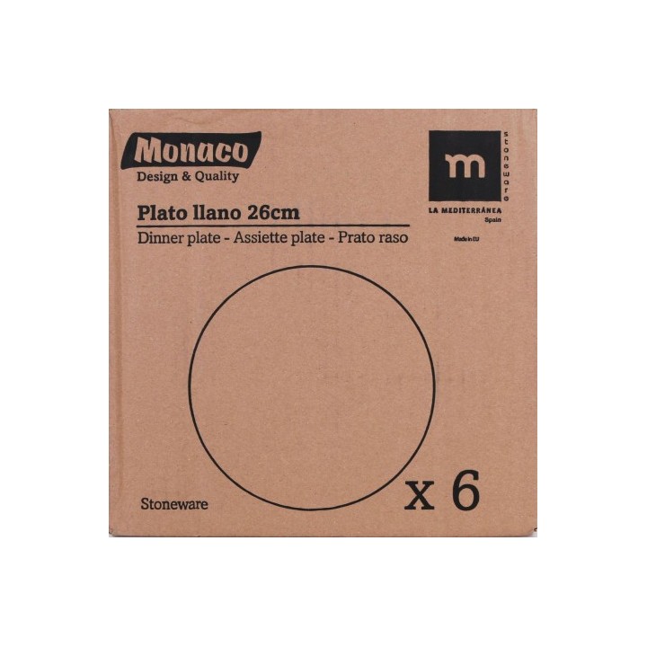 SET 6 PLATOS LLANOS 26CM MONACO IVORY LA MEDITERRANEA