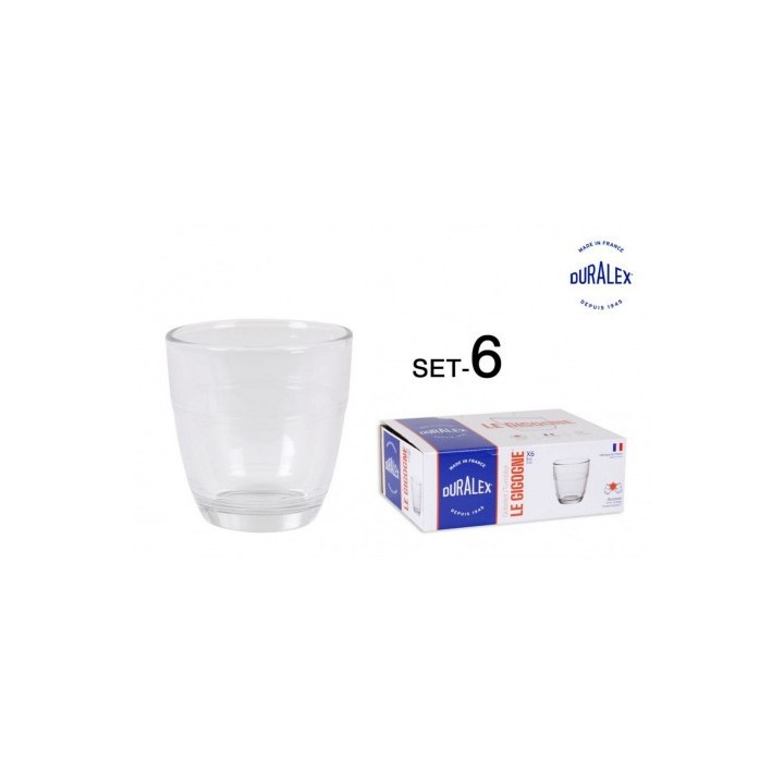 SET 6 VASOS CORTADO TRANSPARENTE 90CC DURALEX GIGOGNE