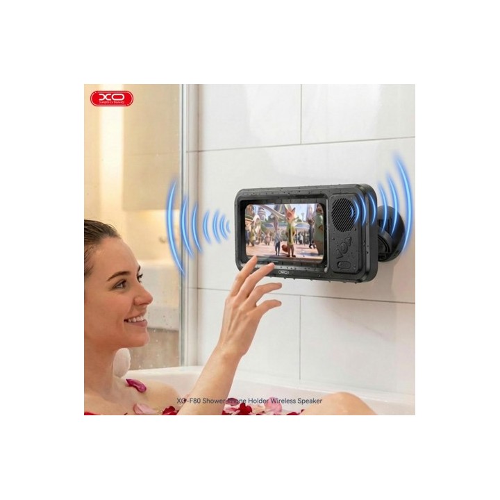 SOPORTE CON ALTAVOZ IMPERMEABLE PARA DUCHA F80 XO