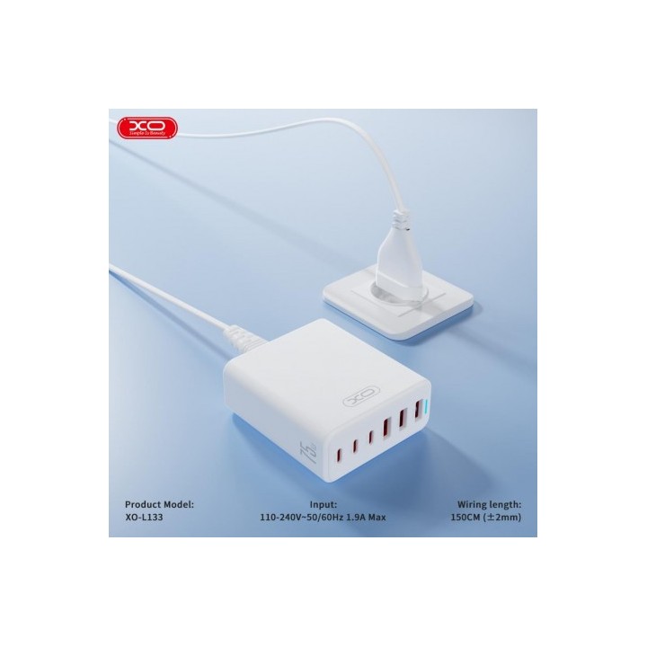 CARGADOR DE CORRIENTE 75W 6 TOMAS 3USB A 3USBC L133 XO