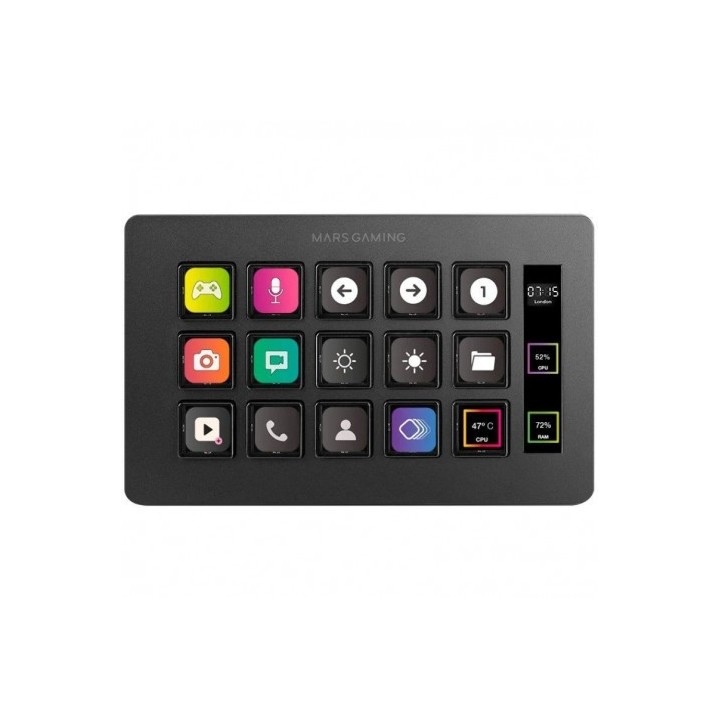 STREAM DECK SLIM MARS GAMING MSD-ONE | 15 TECLAS LCD | NEGRO