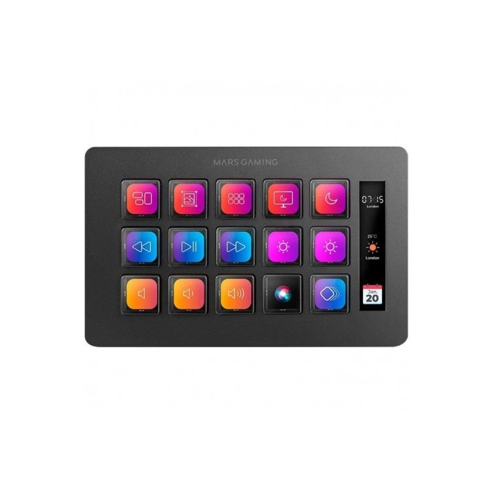 STREAM DECK SLIM MARS GAMING MSD-ONE | 15 TECLAS LCD | NEGRO