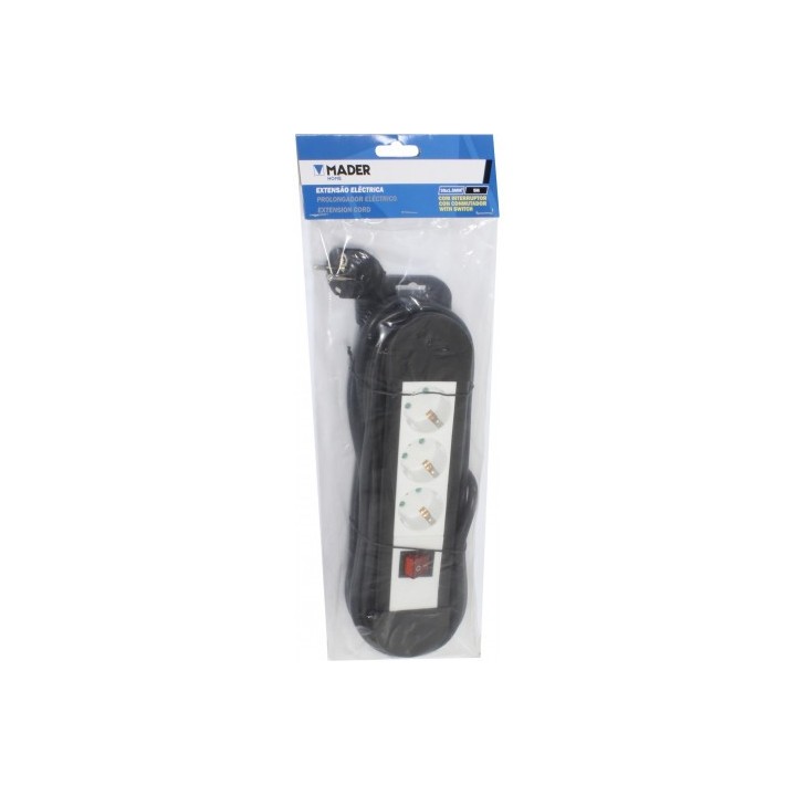 BASE MULTIPLE 3 TOMAS CON INTERRUPTOR MADER