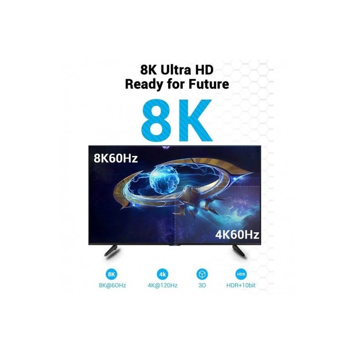 CABLE HDMI 2.1 8K 3 METROS VENTION NEGRO