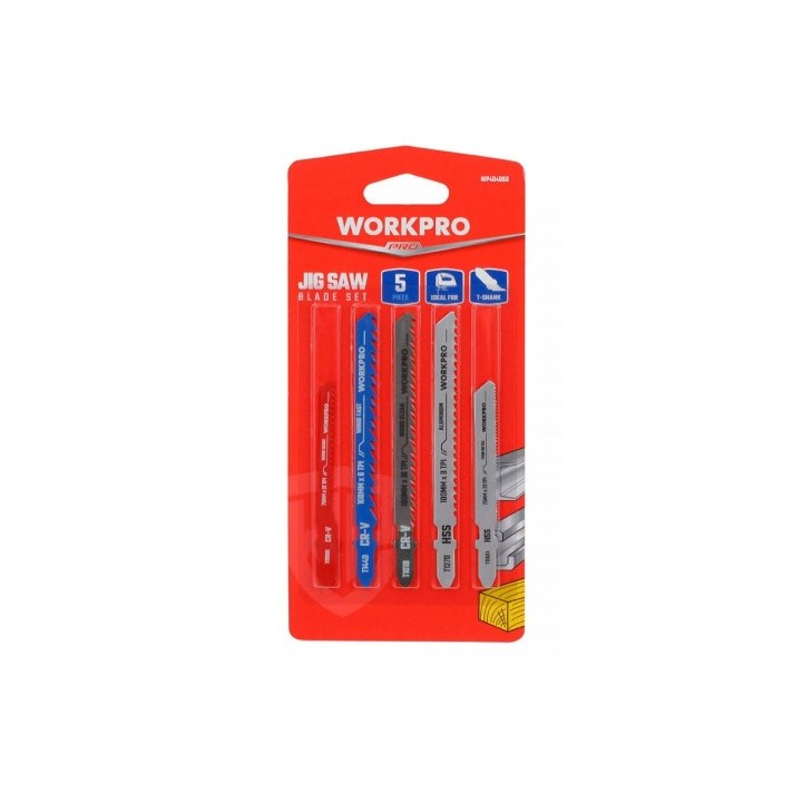 JUEGO 5 HOJAS DE SIERRA PARA CALADORA MADERA Y METAL WORKPRO
