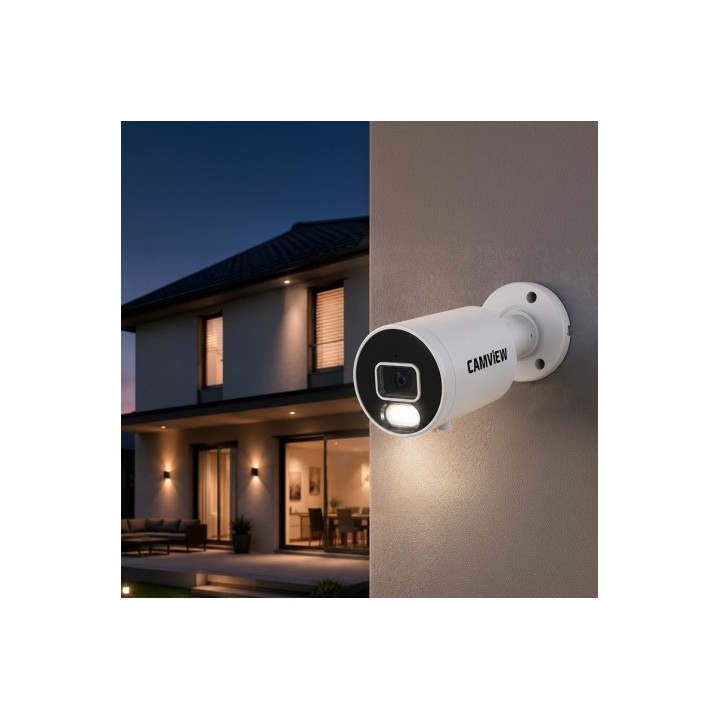 CAMARA IP BULLET 4MP POE DUAL LIGHT CON IA MICRÓFONO Y MICRO SD CAMVIEW