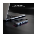 HUB USB-C 5 EN 1 | CONVERSOR USBC 3.1 A 3 X USBA 3.0 + USBC PD 100W + HDMI