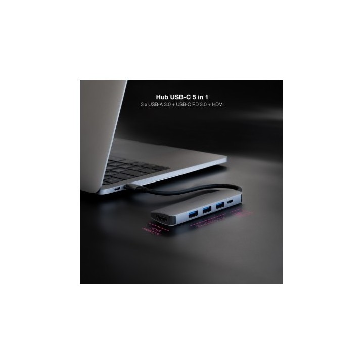HUB USB-C 5 EN 1 | CONVERSOR USBC 3.1 A 3 X USBA 3.0 + USBC PD 100W + HDMI