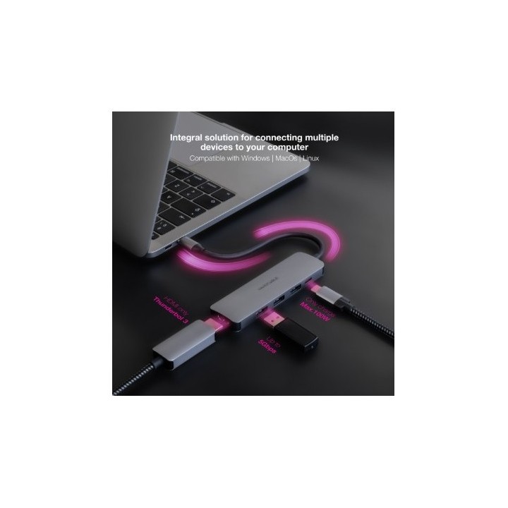 HUB USB-C 5 EN 1 | CONVERSOR USBC 3.1 A 3 X USBA 3.0 + USBC PD 100W + HDMI