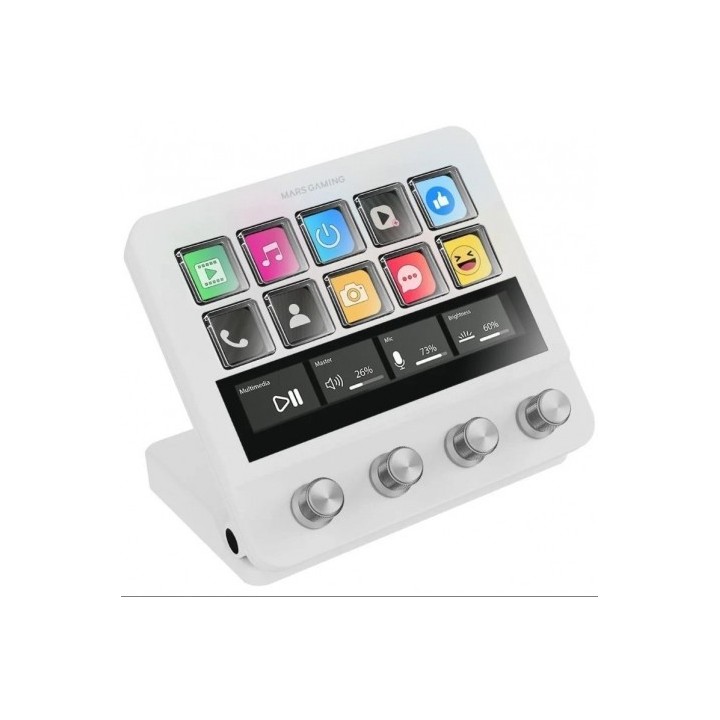 STREAM DECK MARS GAMING MSD-PRO | 10+4 TECLAS LCD | BLANCO