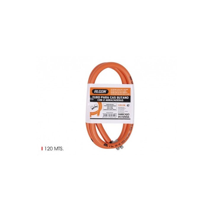MANGUERA GAS BUTANO 120CM CON ABRAZADERA ALGON