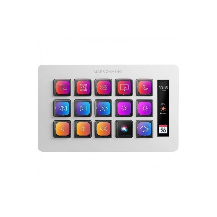 STREAM DECK SLIM MARS GAMING MSD-ONE | 15 TECLAS LCD | BLANCO