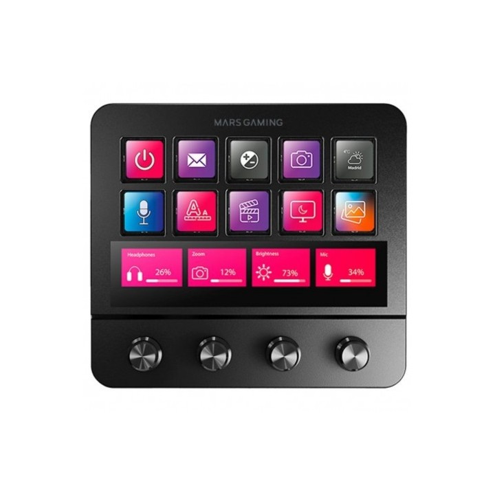 STREAM DECK MARS GAMING MSD-PRO | 10+4 TECLAS LCD | NEGRO