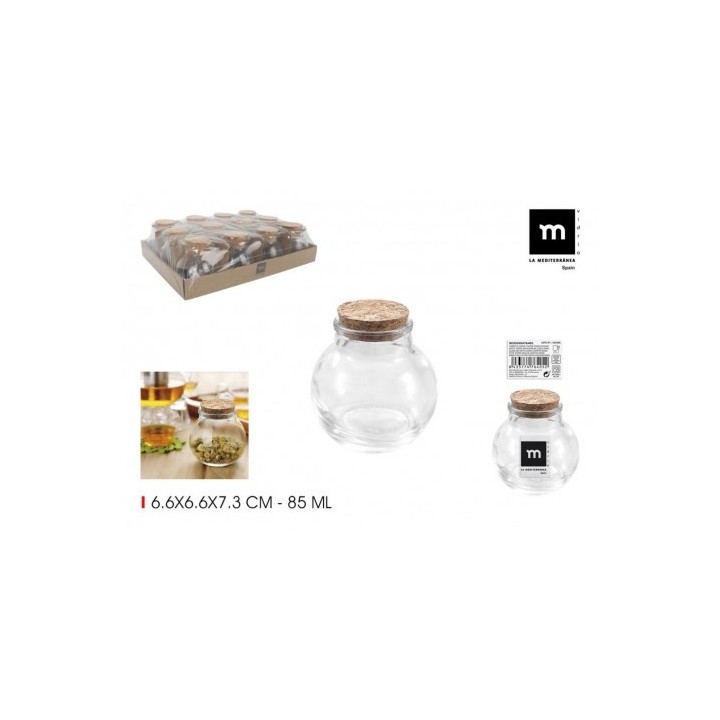 TARRITO VIDRIO TAPON CORCHO 85ML LA MEDITERRANEA