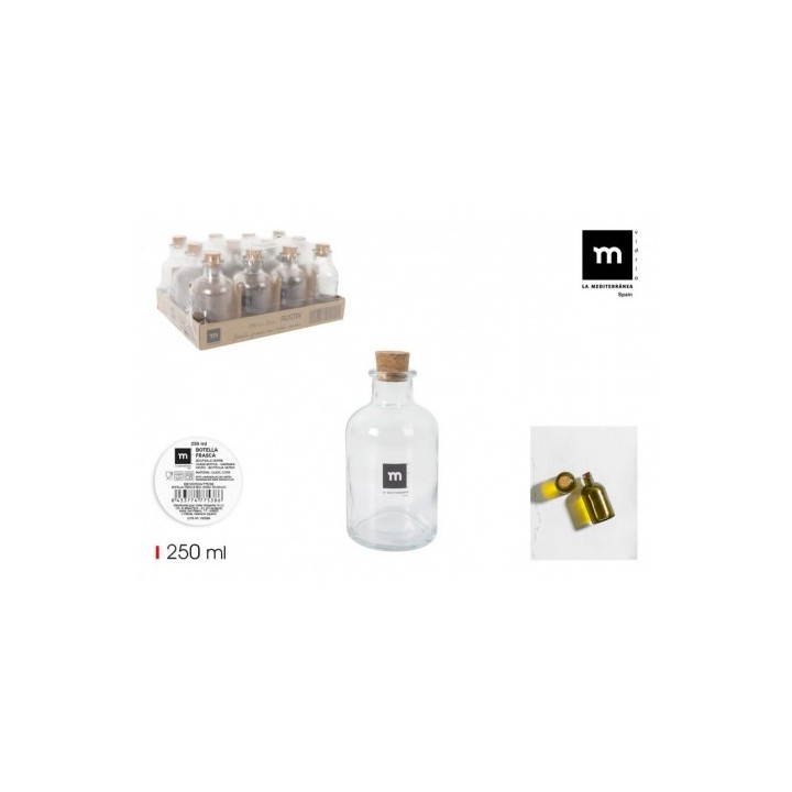 BOTELLA FRASCA 250ML CON TAPON CORCHO LA MEDITERRANEA