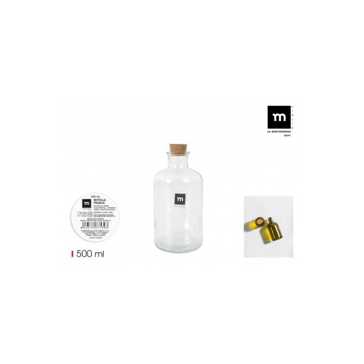 BOTELLA FRASCA 500ML CON TAPON CORCHO LA MEDITERRANEA
