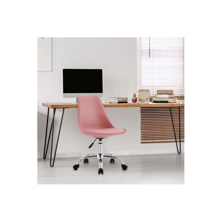 SILLA DE ESCRITORIO CON RUEDAS 91X47X58CM ROSA