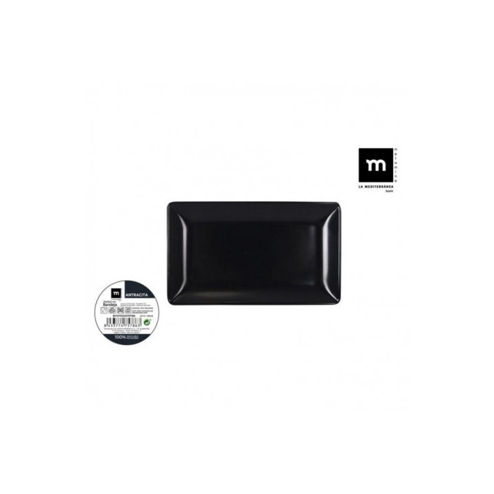 BANDEJA MELAMINA MATE NEGRO 25X12X2CM LA MEDITERRANEA