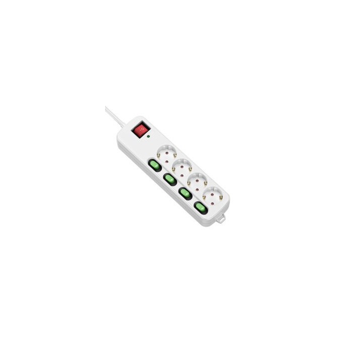 BASE MULTIPLE 4 ENCHUFES CON INTERRUPTORES
