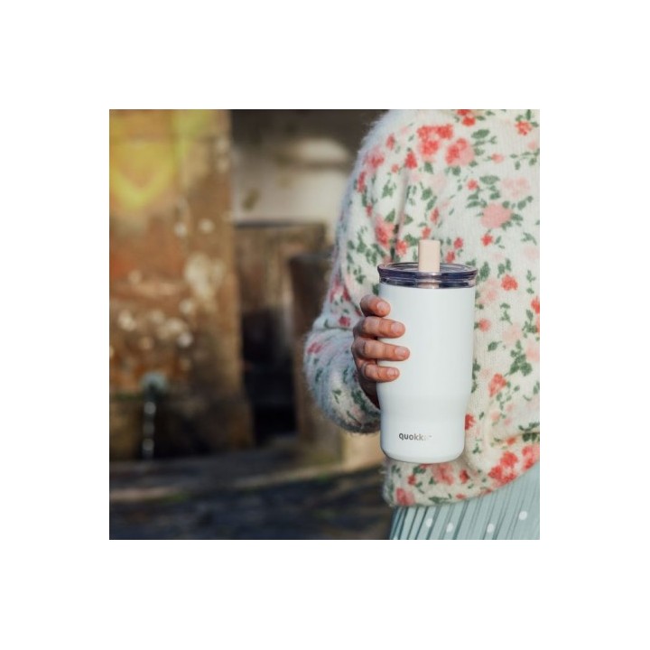 TAZA TERMO ACERO INOXIDABLE 720ML CON CAÑITA MIST IVORY QUOKKA