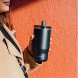 TAZA TERMO ACERO INOXIDABLE CON CAÑITA MIST BLACK QUOKKA