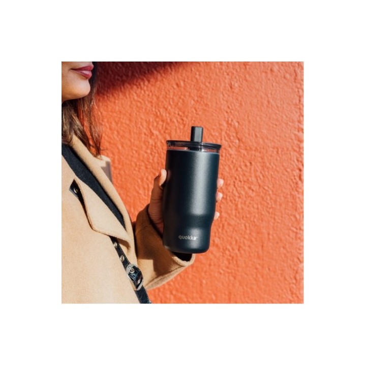 TAZA TERMO ACERO INOXIDABLE CON CAÑITA MIST BLACK QUOKKA