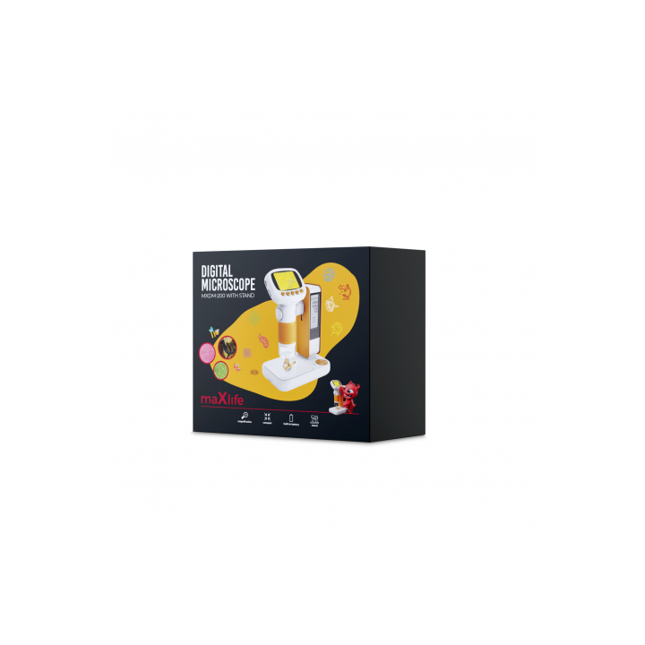 MICROSCOPIO DIGITAL CON SOPORTE MXDM-200 NARANJA MAXLIFE