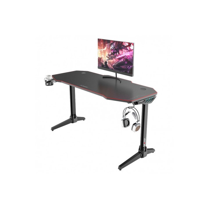 MESA GAMING PRO800 XL FIBRA CARBONO | LUZ RGB | ALFOMBRILLA 140CM MUVIP