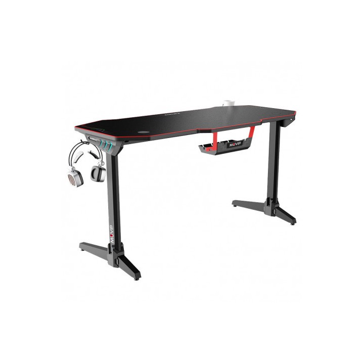 MESA GAMING PRO800 XL FIBRA CARBONO | LUZ RGB | ALFOMBRILLA 140CM MUVIP